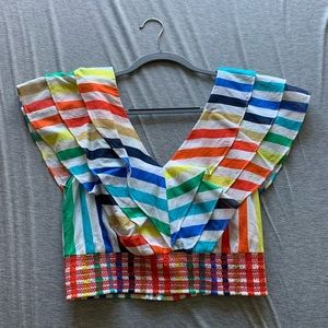 alice + olivia Casandra rainbow strip crop top